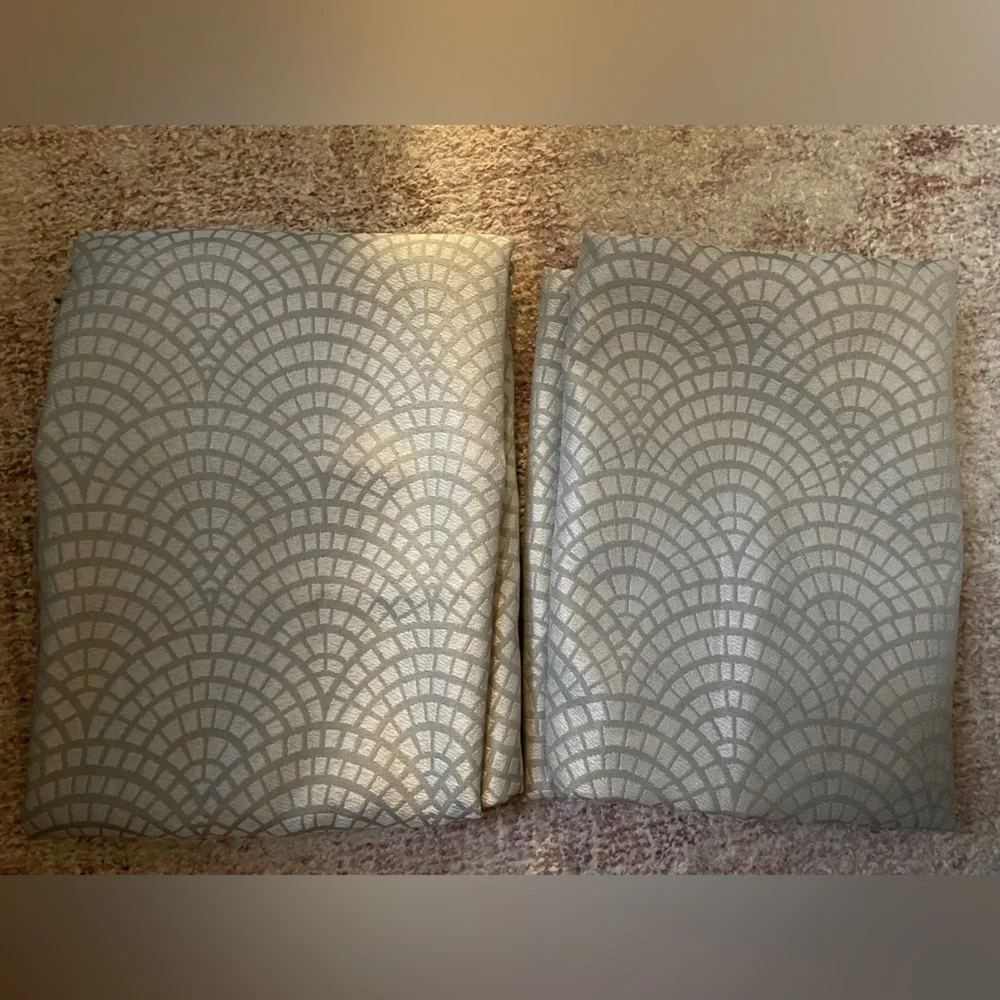 NEW NWTWest Elm Scallop Jacquard Geometric Fan Cotton King Duvet 2 Euro Sham Set